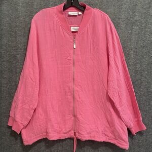 NEW Belle Beach Kim Gravel Jacket Tank Set Womens 2X Pink Gauze Full Zip Casual‎